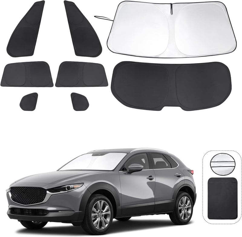 TINGLU Window Shades for Mazda CX-30 2019-2024 2025 Accessories Car Side Full Windows Rear Triangular Windshield Sun Shade Sun UV Rays & Privacy Protection for Camping,Napping,and Relaxing 8PCS - Image 1